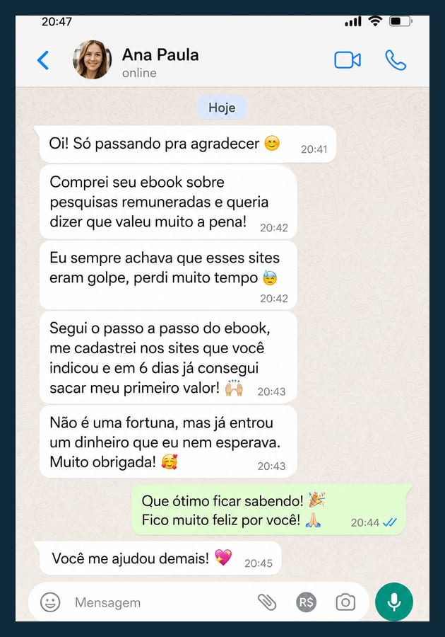 Depoimento real de leitor do guia