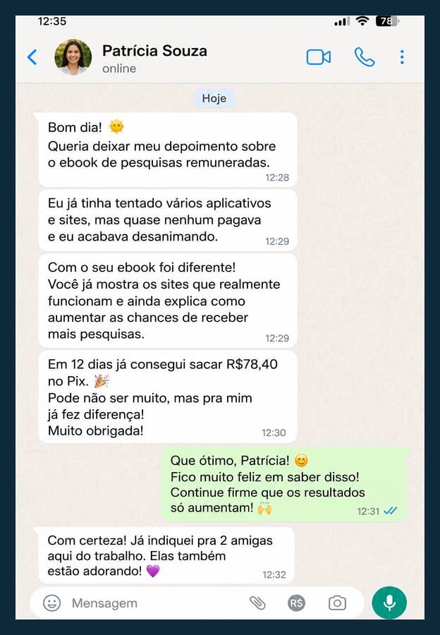 Depoimento real de leitor do guia