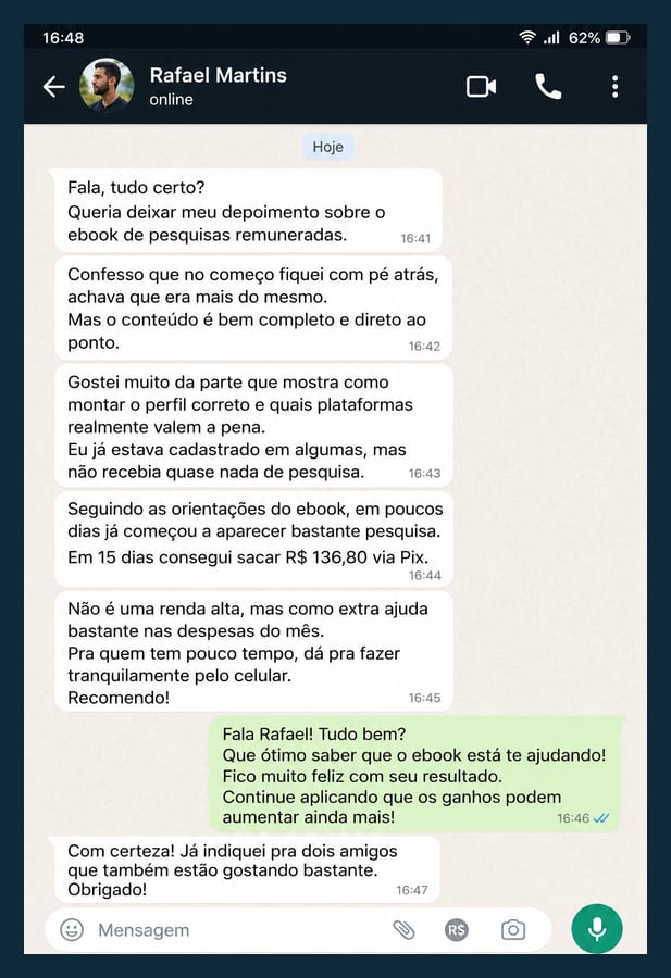 Depoimento real de leitor do guia